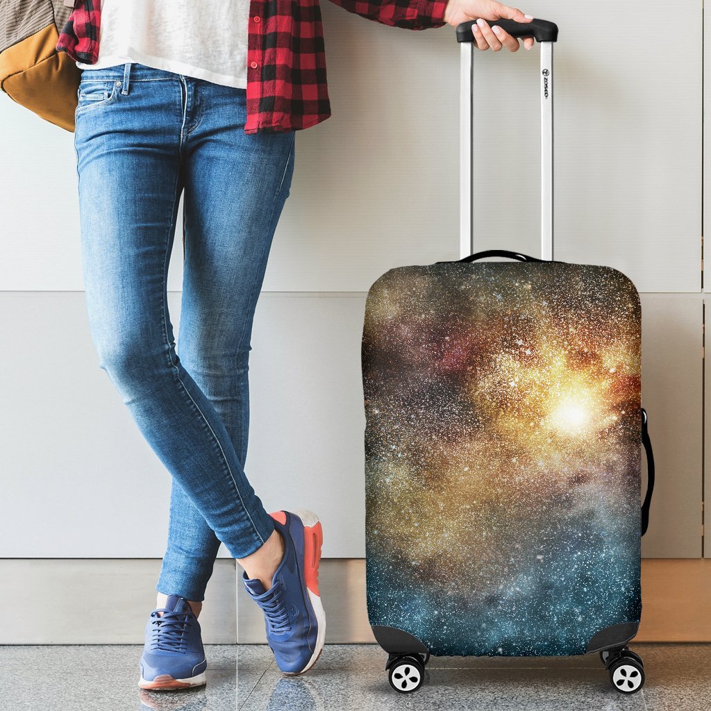 Galaxy Space Blue Stardust Print Luggage Cover Protector-grizzshop