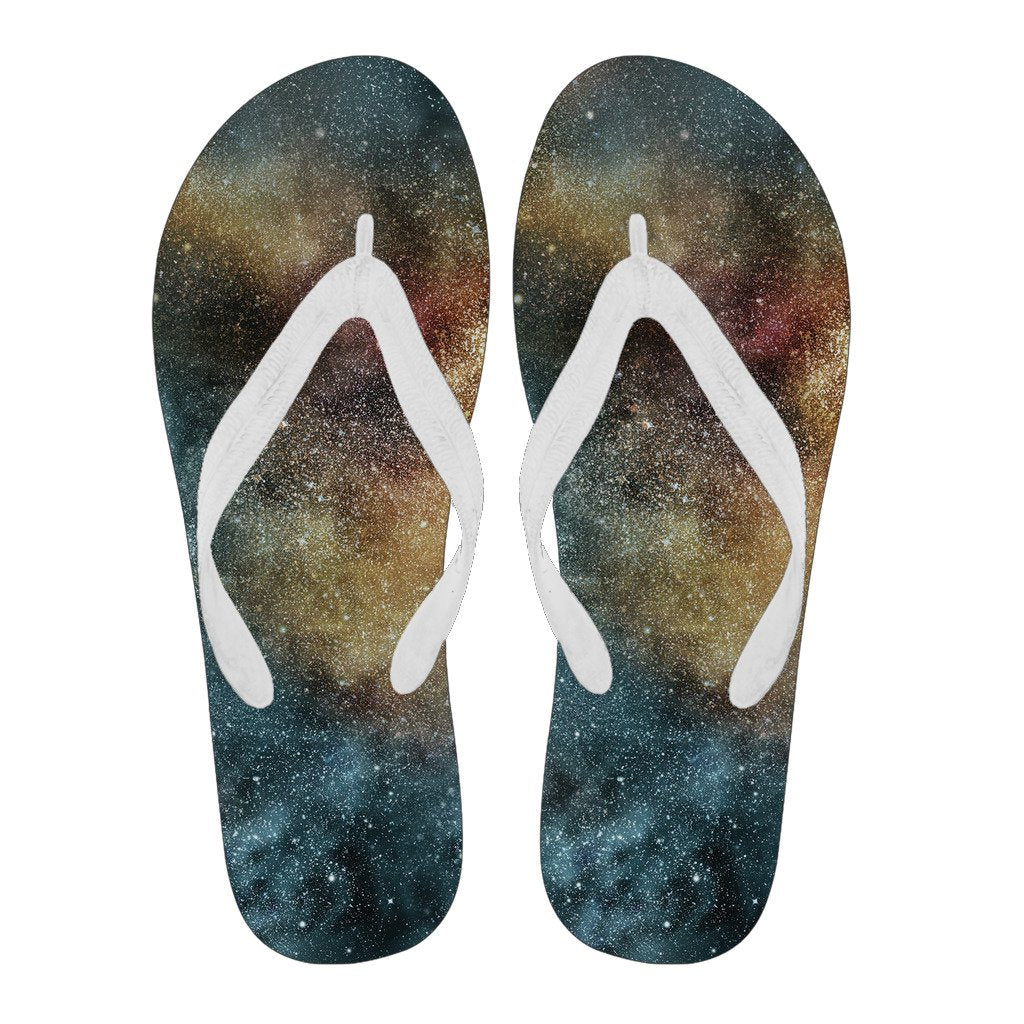 Galaxy Space Blue Stardust Print Men & Women Flip Flops-grizzshop
