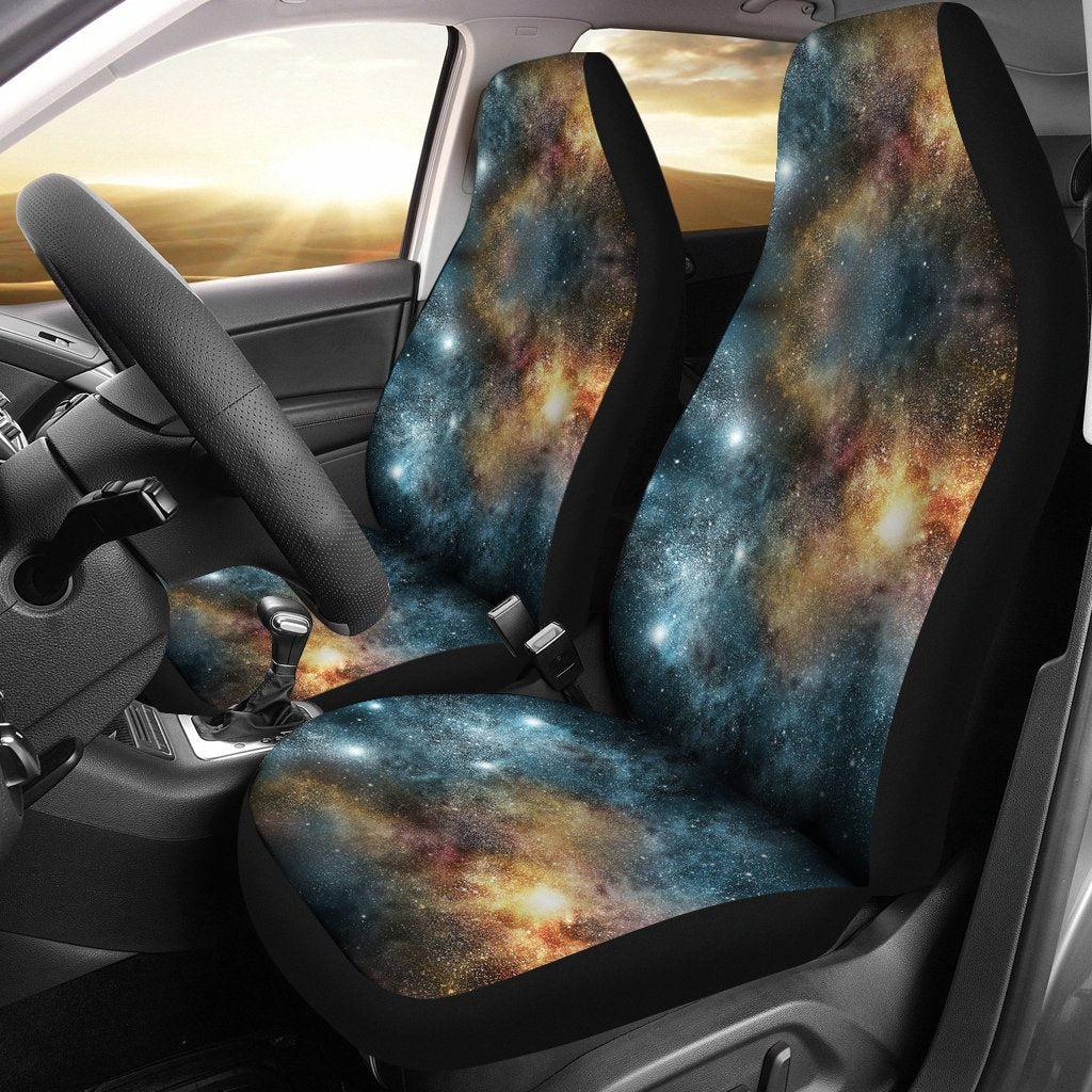 Galaxy Space Blue Stardust Print Universal Fit Car Seat Cover-grizzshop