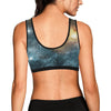 Galaxy Space Blue Stardust Print Women Sports Bra-grizzshop