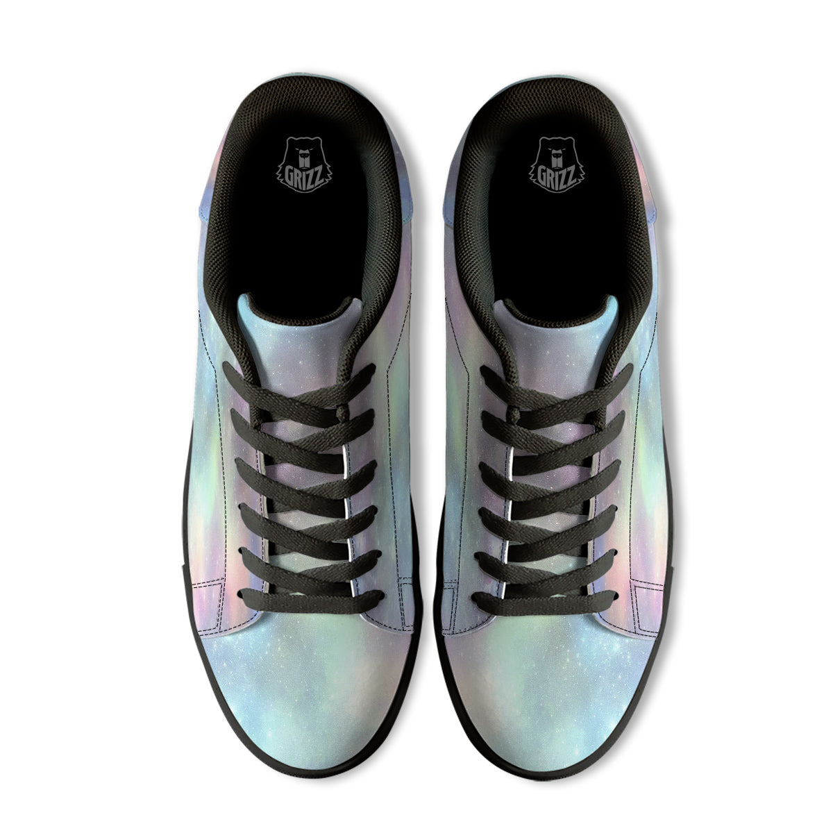 Galaxy Space Colorful Nebula Print Black Low Top Sneakers-grizzshop