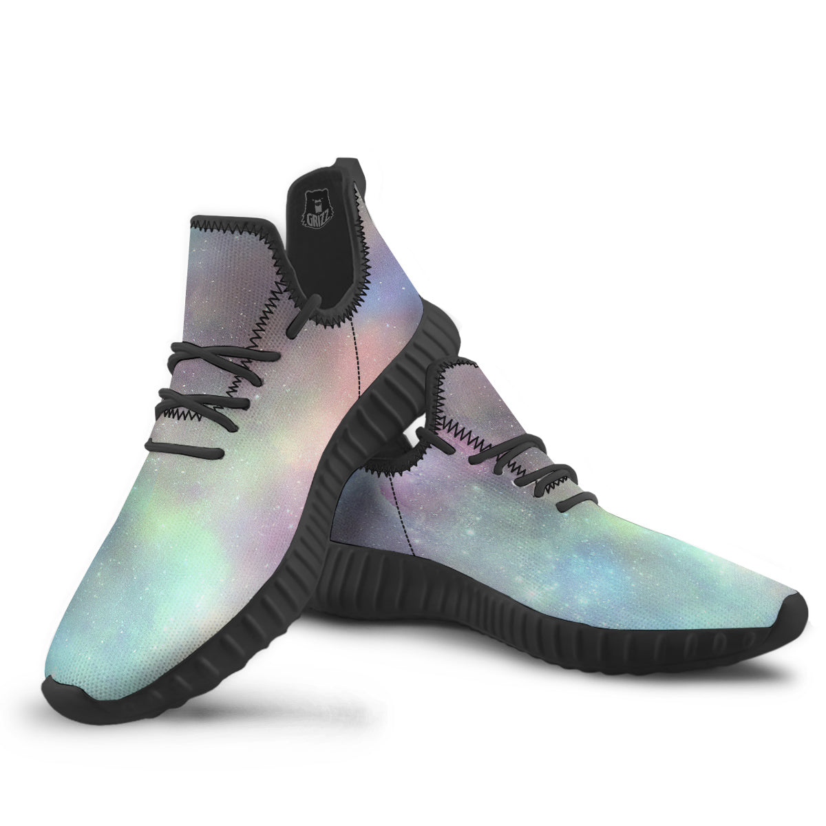 Galaxy Space Colorful Nebula Print Black Walking Shoes-grizzshop
