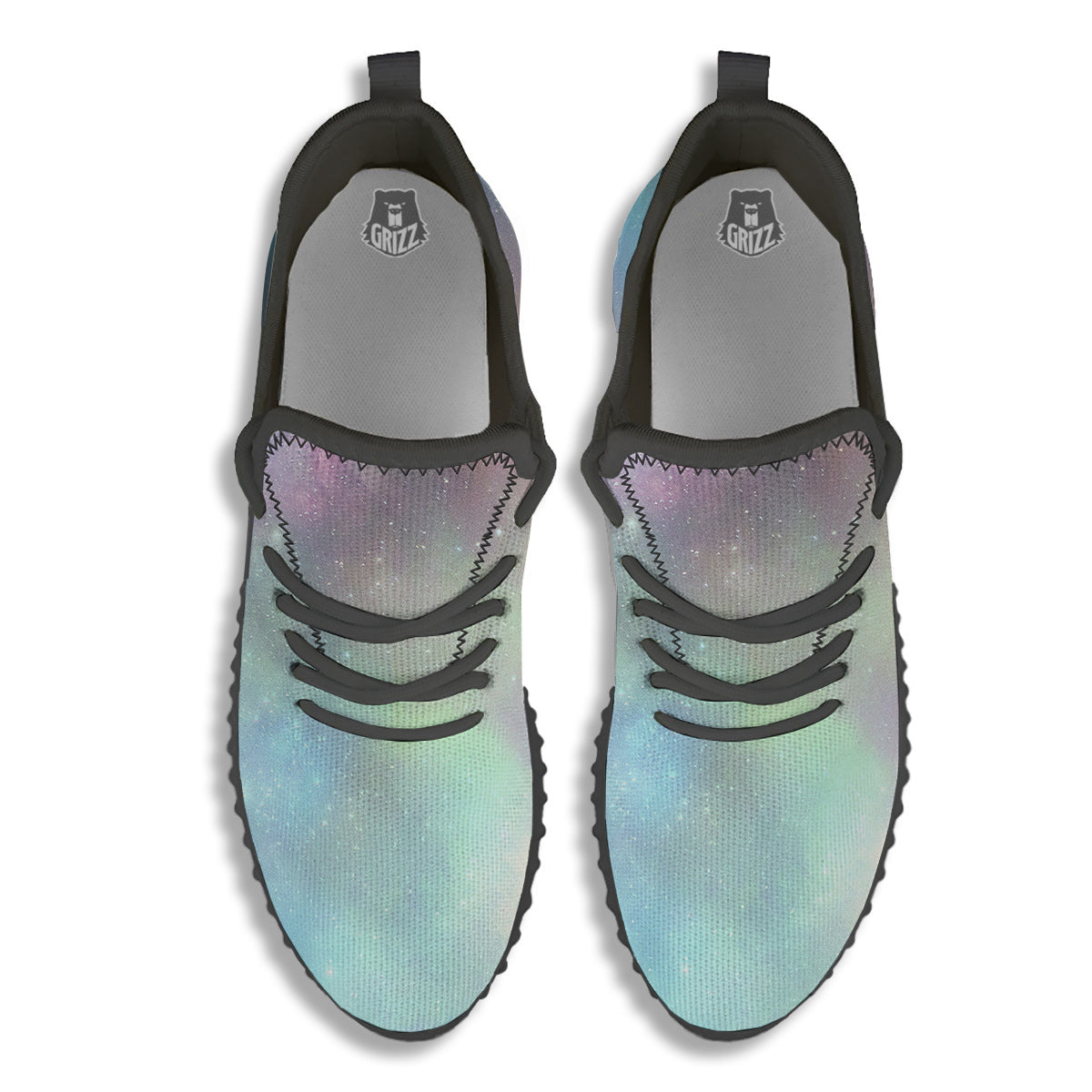 Galaxy Space Colorful Nebula Print Black Walking Shoes-grizzshop