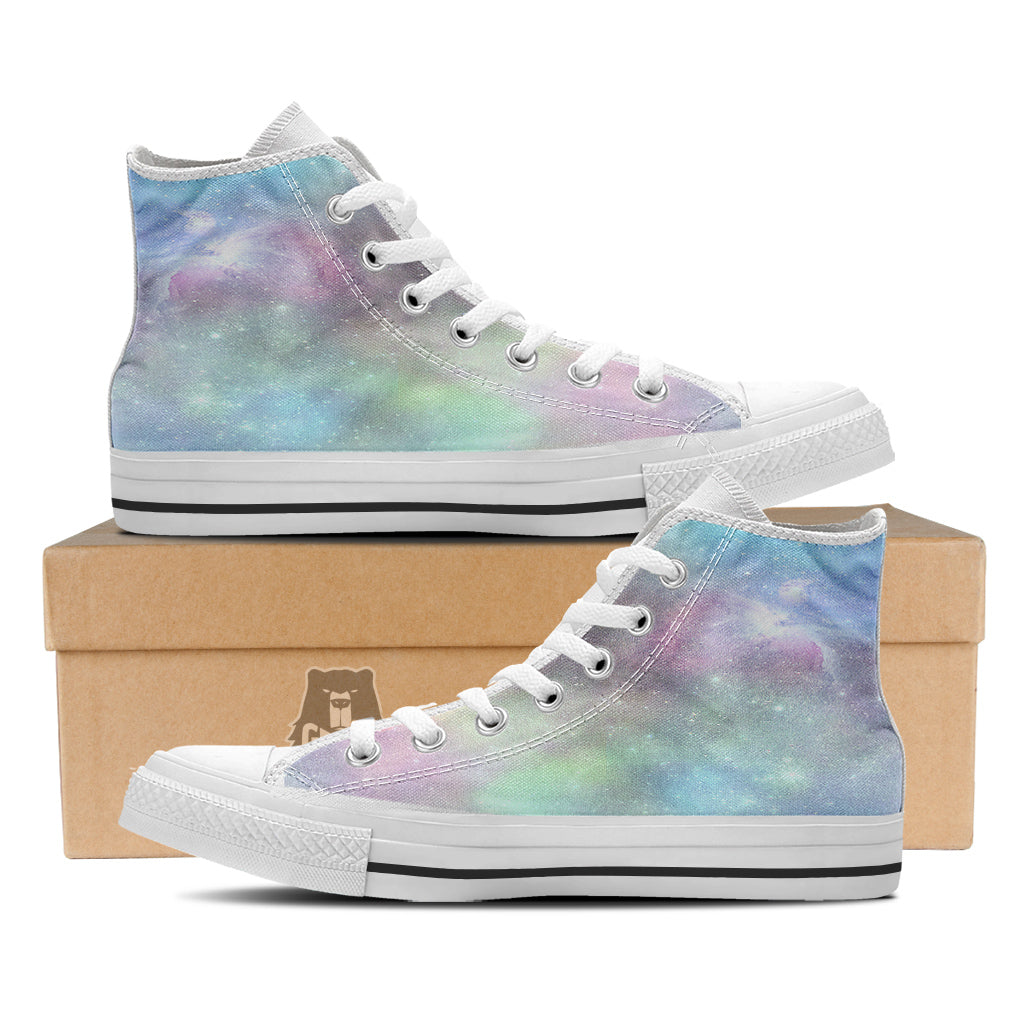 Galaxy Space Colorful Nebula Print White High Top Shoes-grizzshop