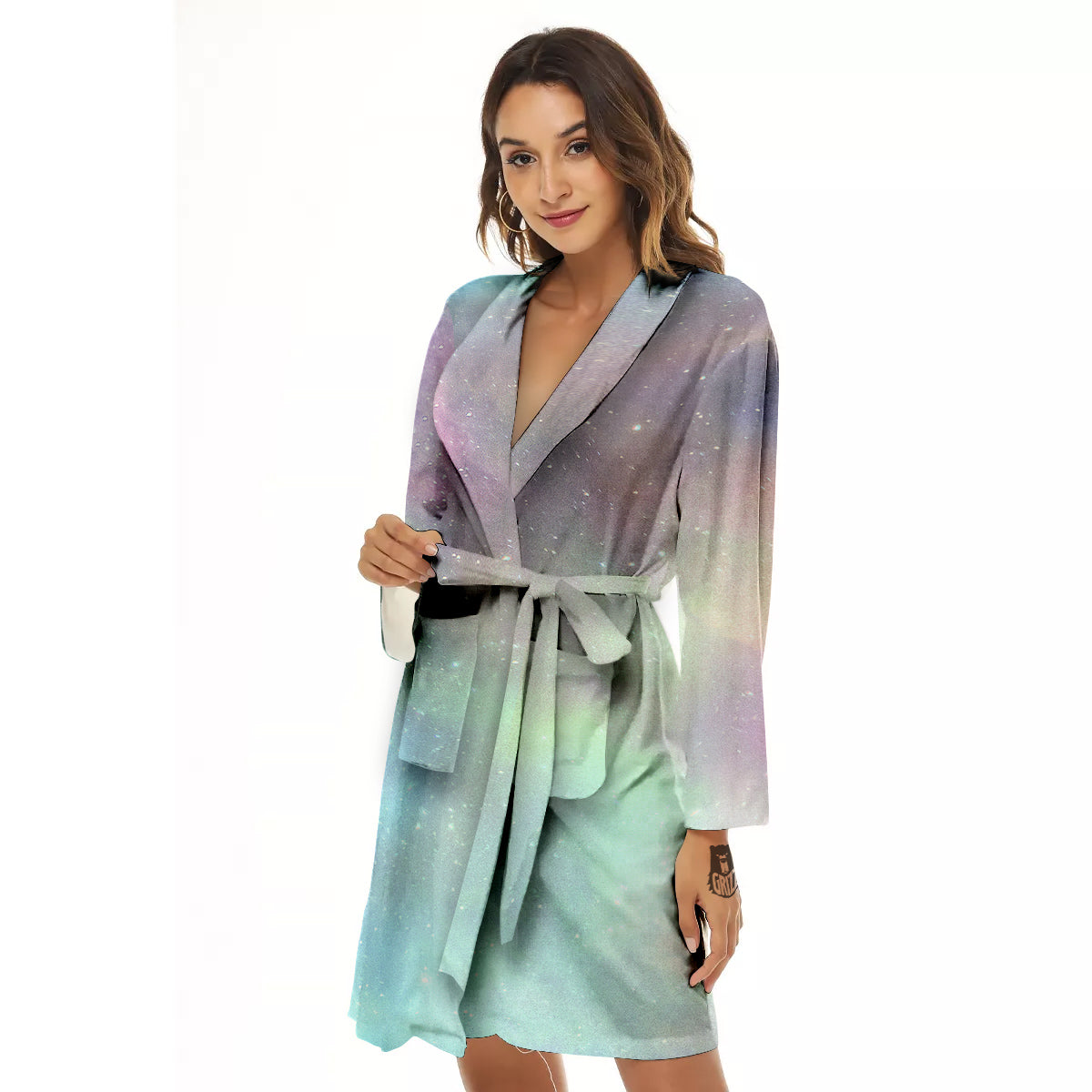 Galaxy Space Colorful Nebula Print Women's Robe-grizzshop