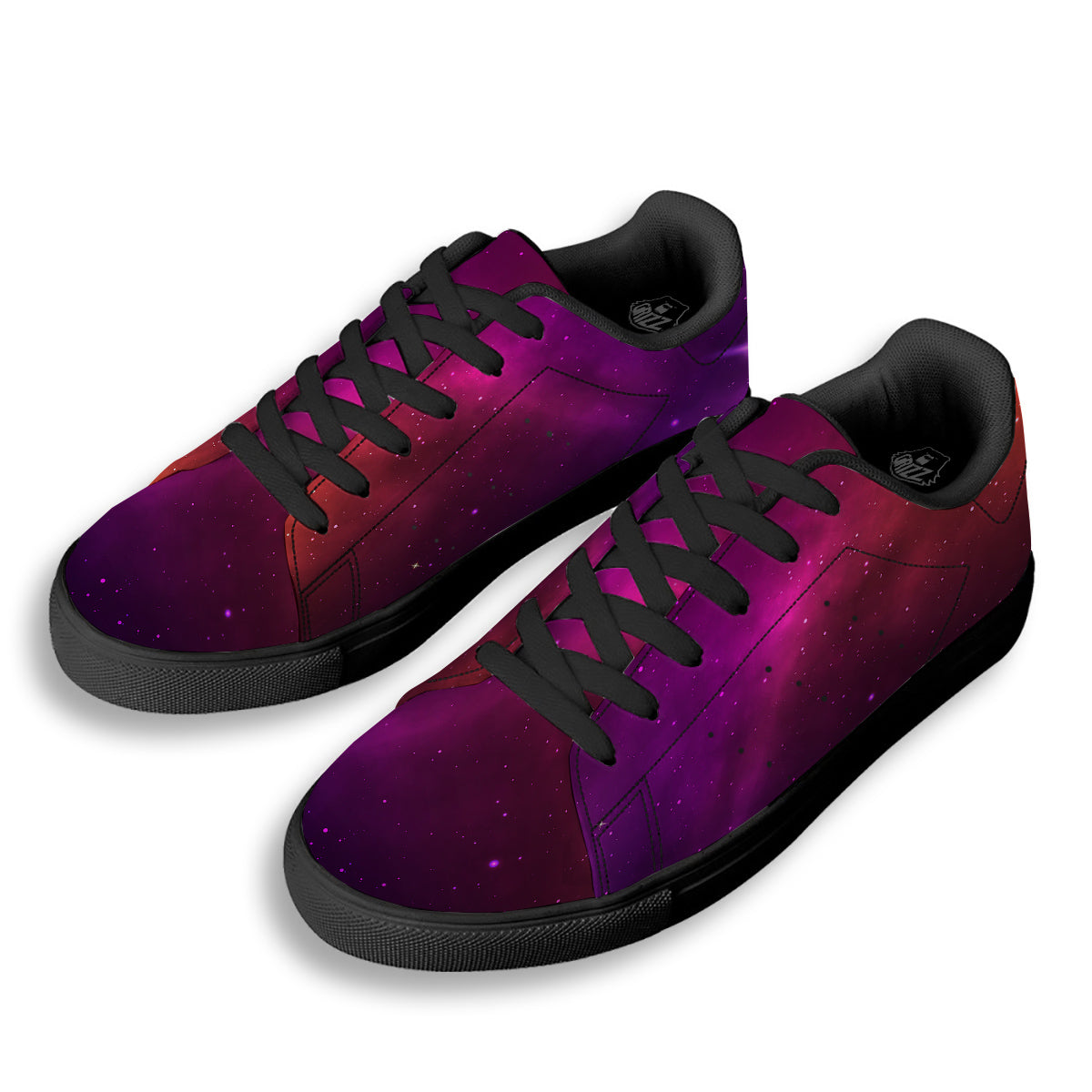 Galaxy Space Colorful Stardust Print Black Low Top Sneakers-grizzshop