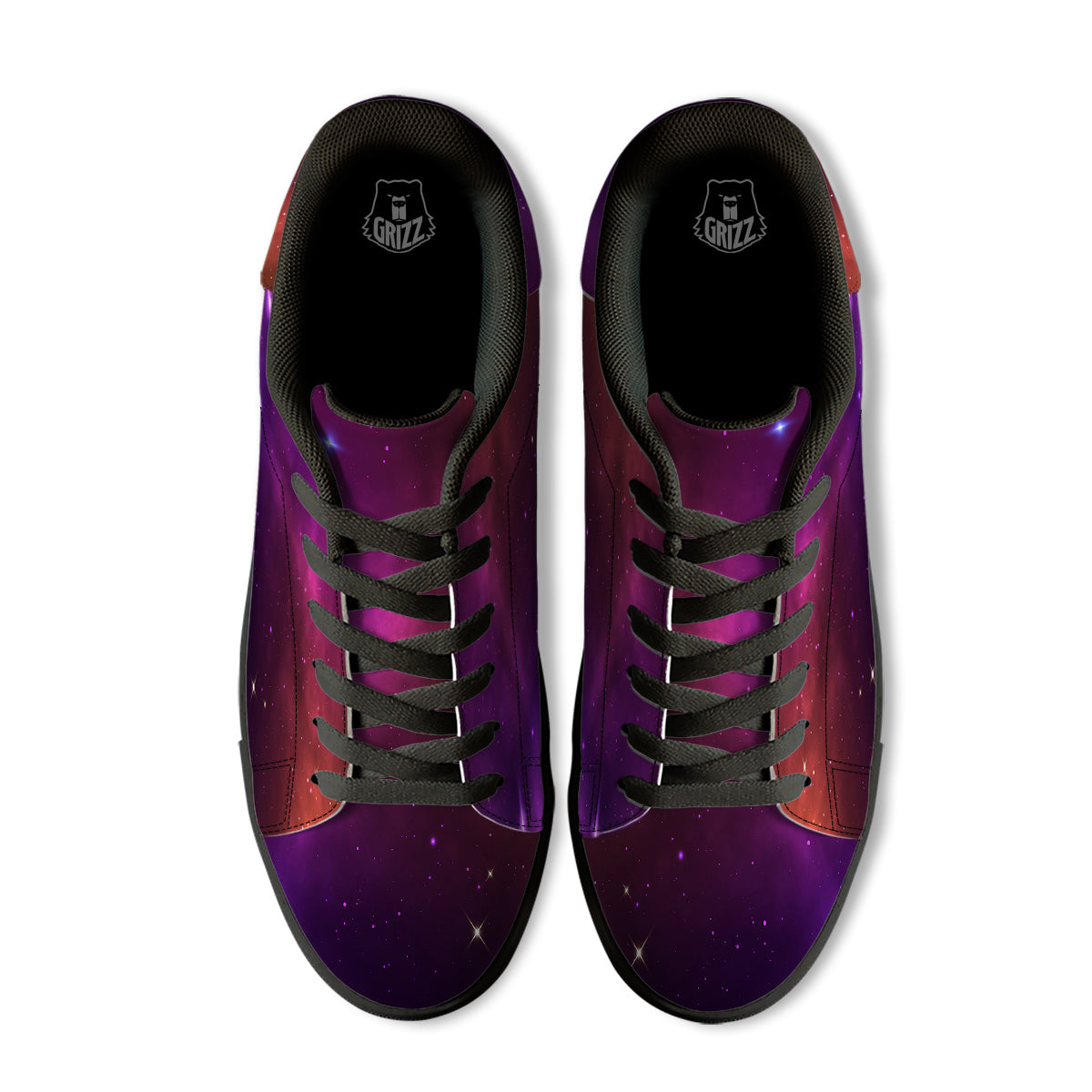 Galaxy Space Colorful Stardust Print Black Low Top Sneakers-grizzshop