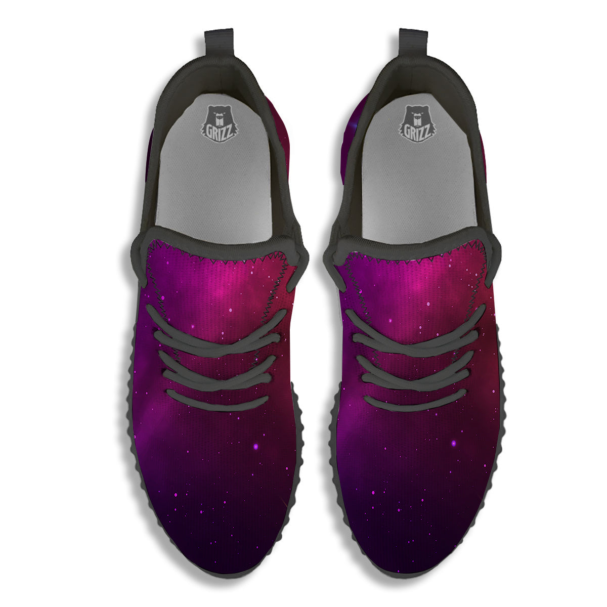 Galaxy Space Colorful Stardust Print Black Walking Shoes-grizzshop