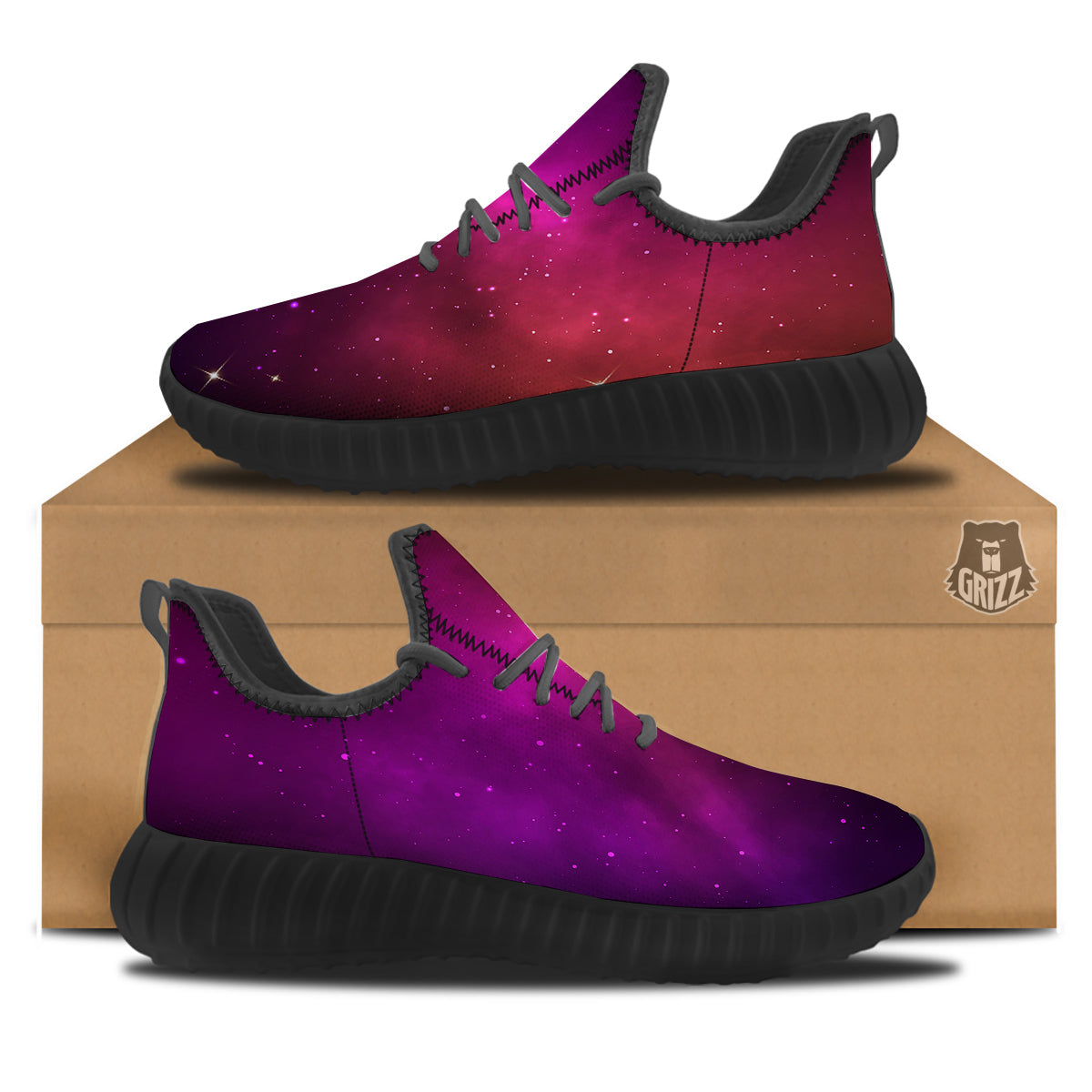 Galaxy Space Colorful Stardust Print Black Walking Shoes-grizzshop