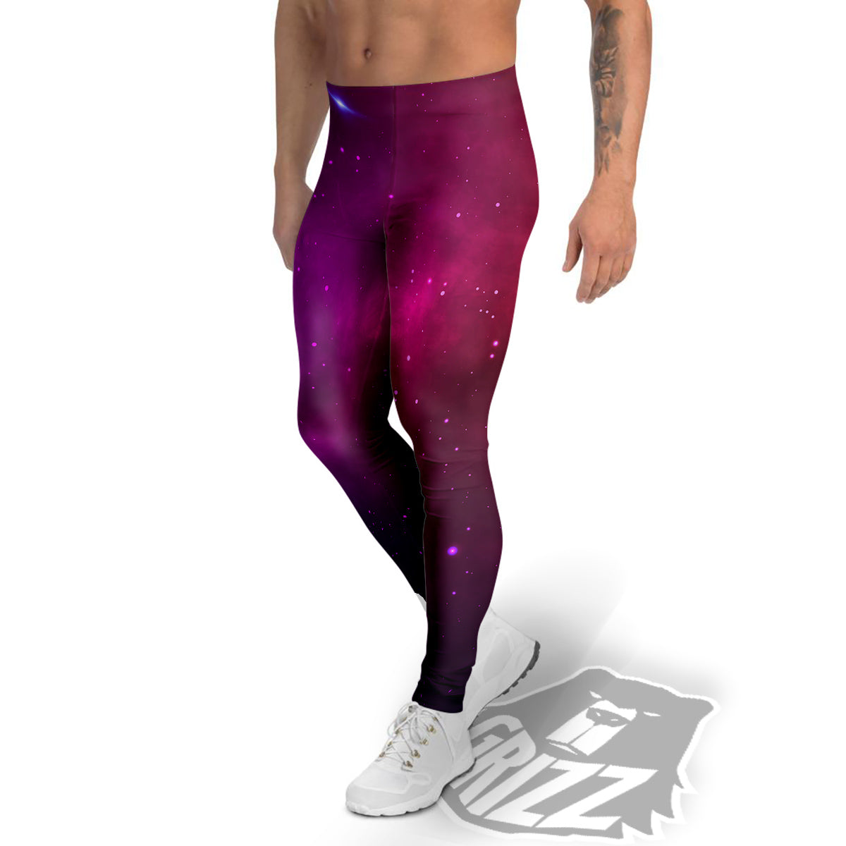 Galaxy Space Colorful Stardust Print Men's Leggings-grizzshop
