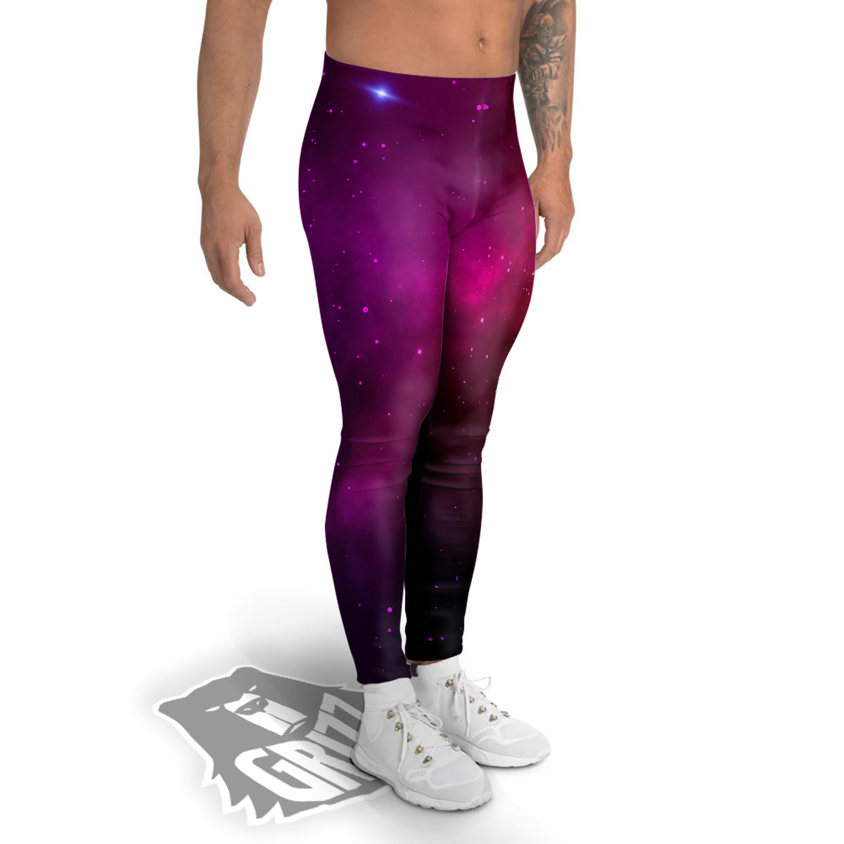 Galaxy Space Colorful Stardust Print Men's Leggings-grizzshop