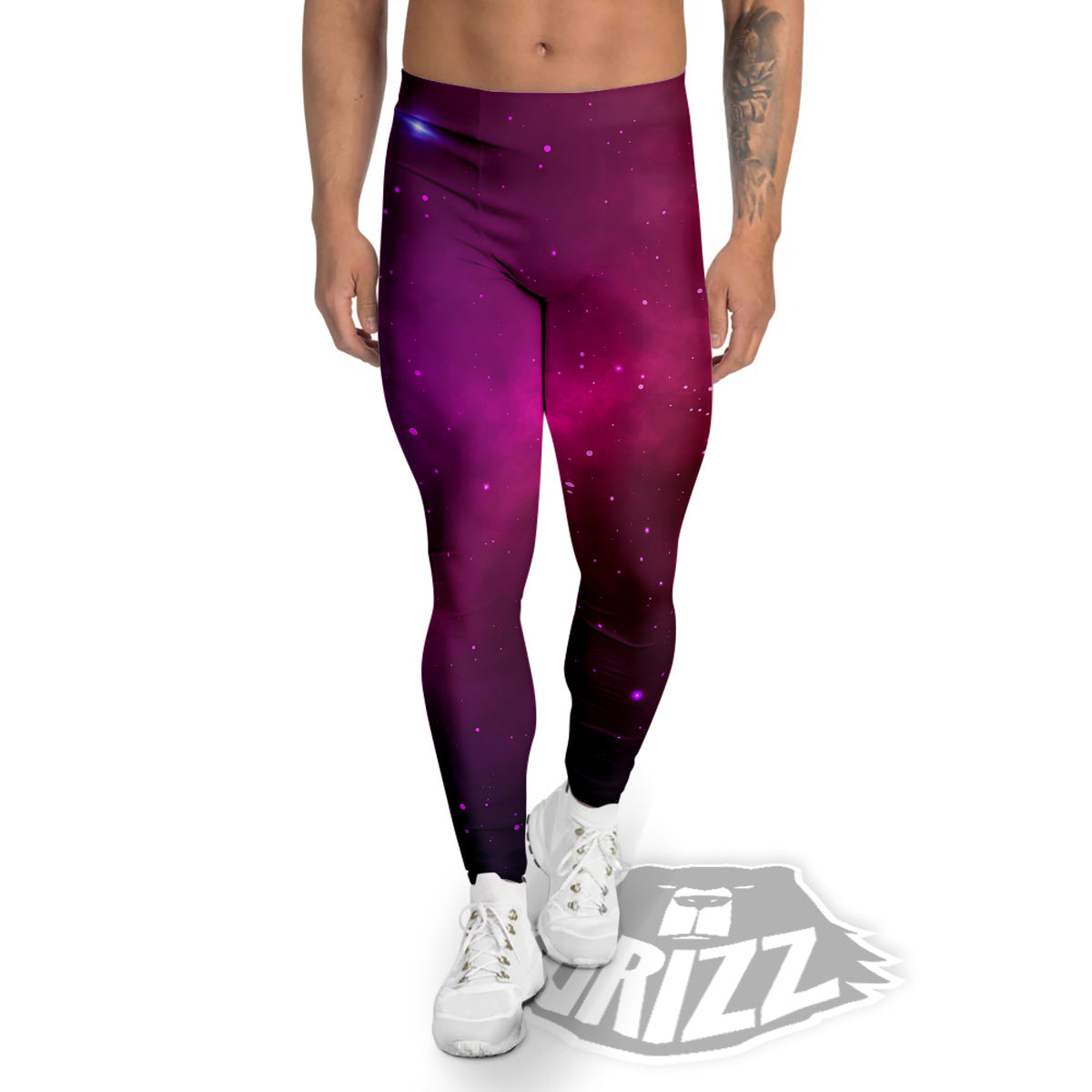 Galaxy Space Colorful Stardust Print Men's Leggings-grizzshop