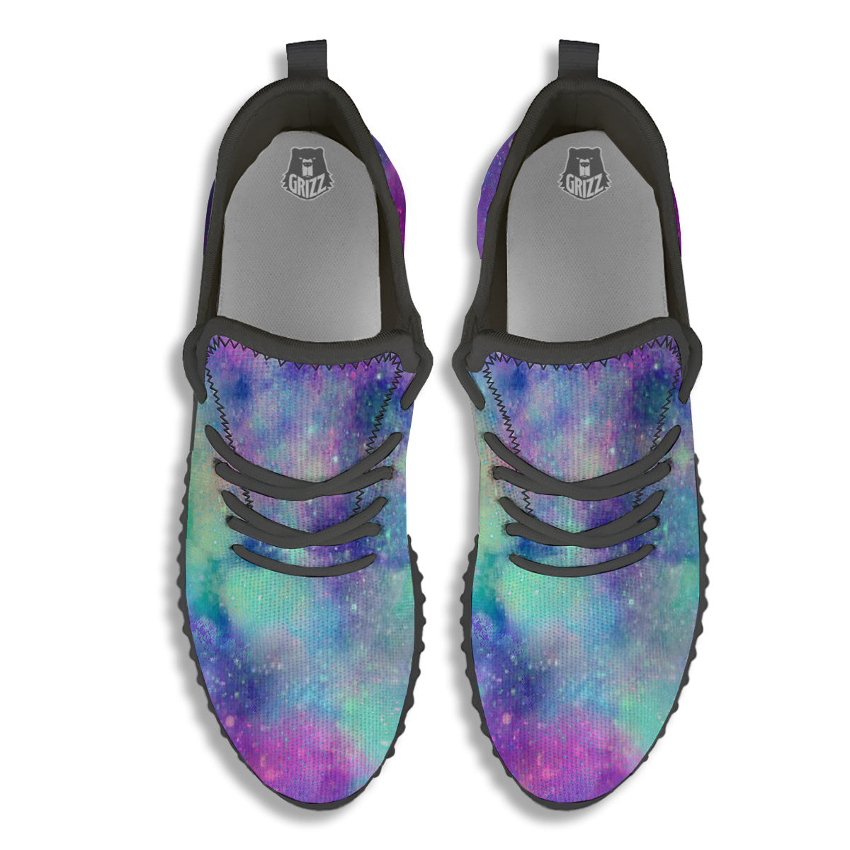 Galaxy Space Colorful Universe Print Black Walking Shoes-grizzshop