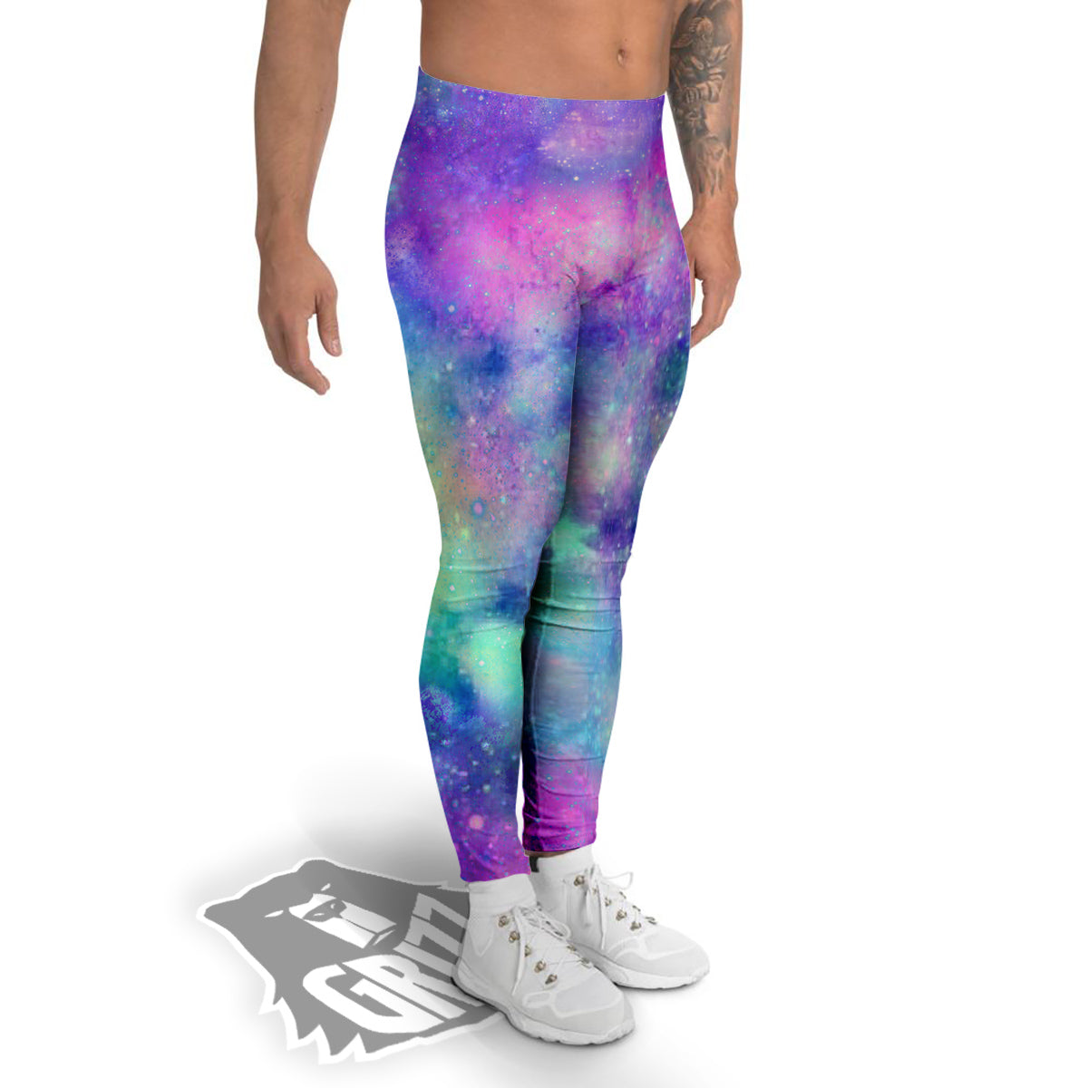 Galaxy Space Colorful Universe Print Men's Leggings-grizzshop