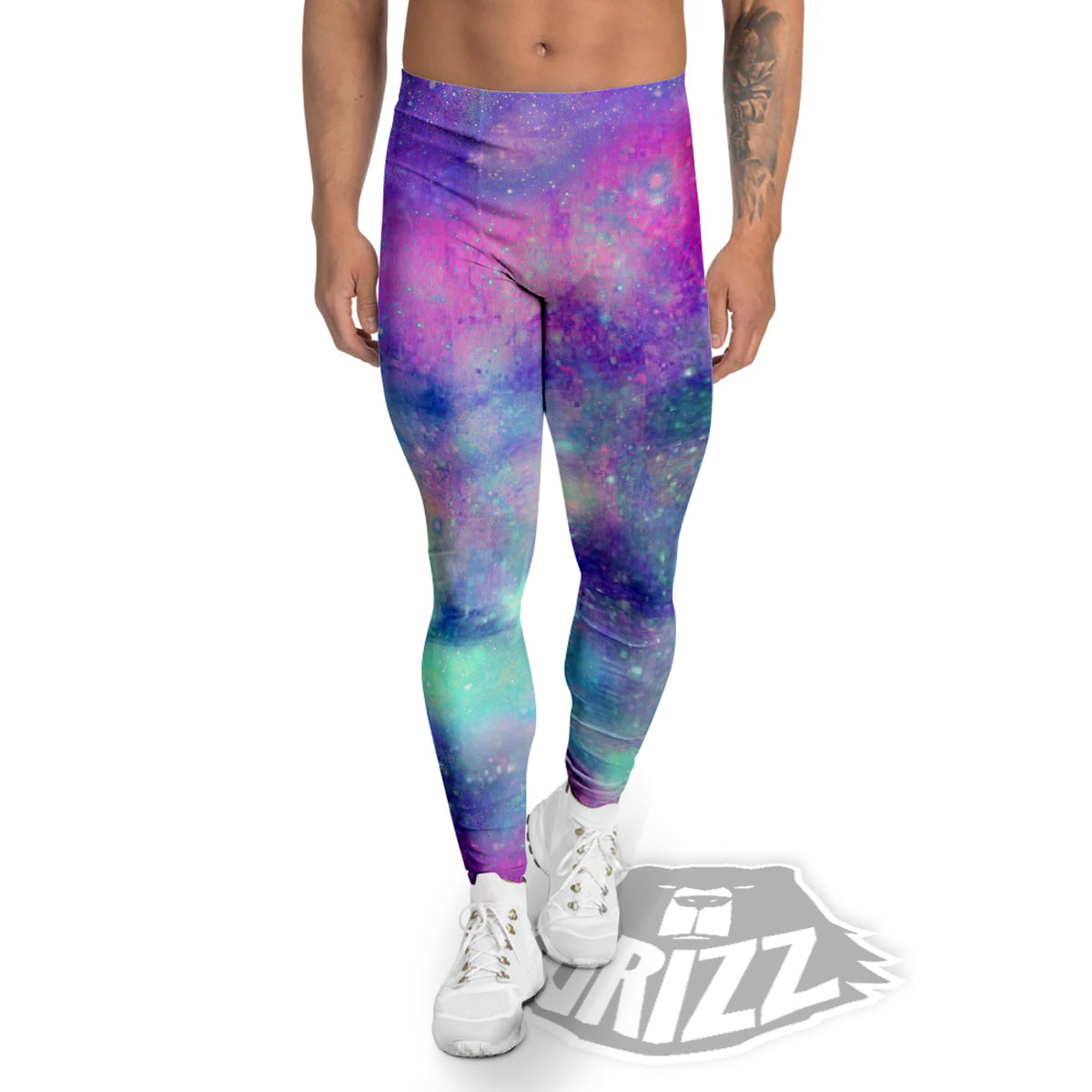 Galaxy Space Colorful Universe Print Men's Leggings-grizzshop