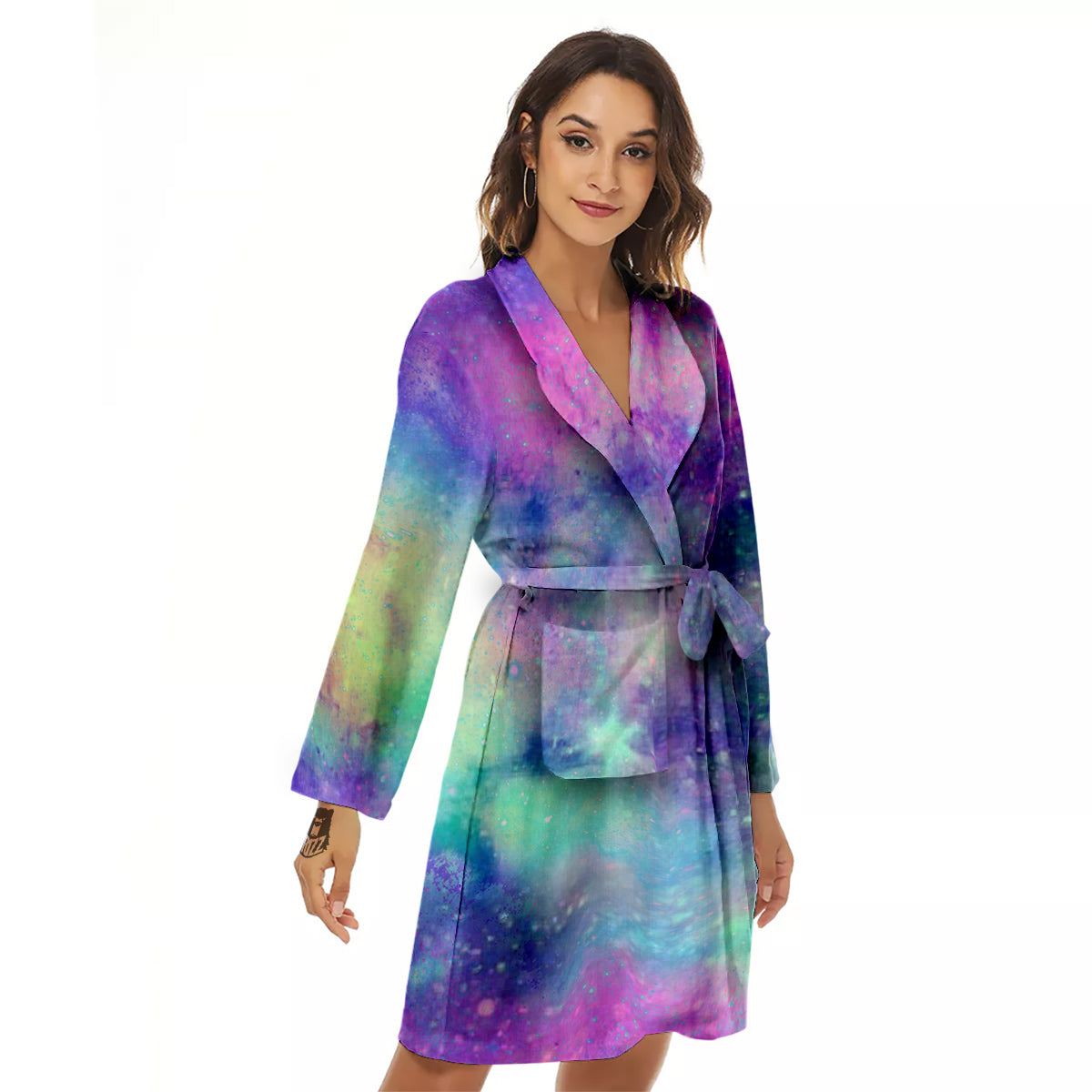 Galaxy Space Colorful Universe Print Women's Robe-grizzshop