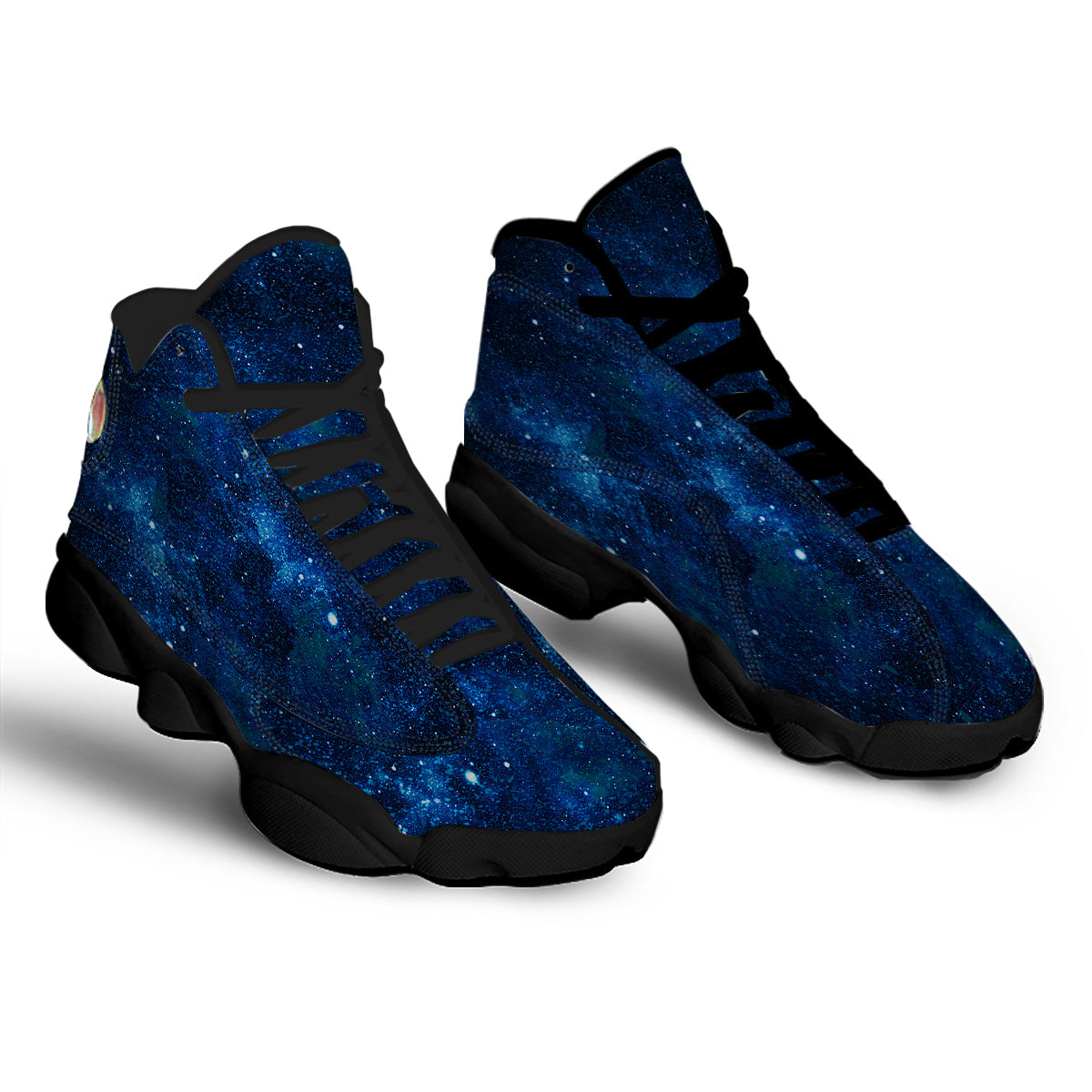 Galaxy Space Dark Blue Print Black Basketball Shoes-grizzshop