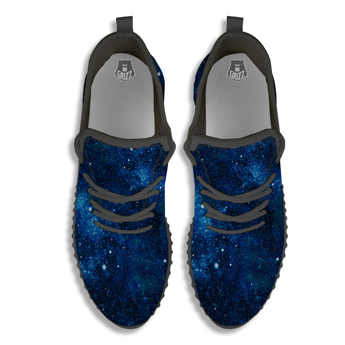 Galaxy Space Dark Blue Print Black Walking Shoes-grizzshop