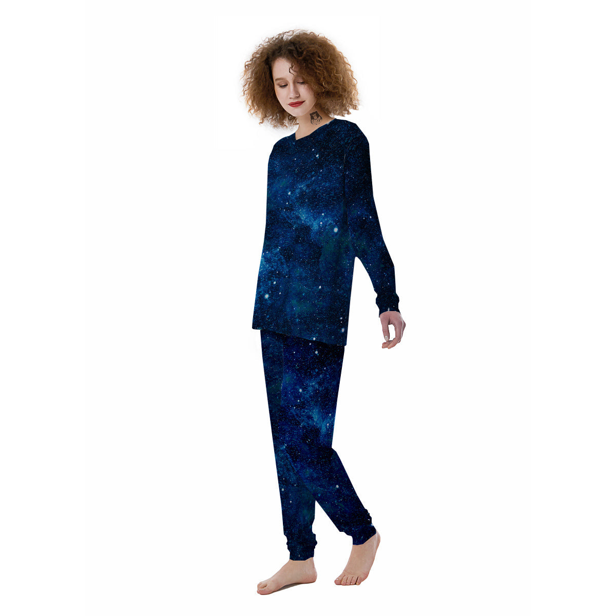 Galaxy Space Dark Blue Print Women's Pajamas-grizzshop