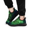 Galaxy Space Dark Green Print Black Athletic Shoes-grizzshop