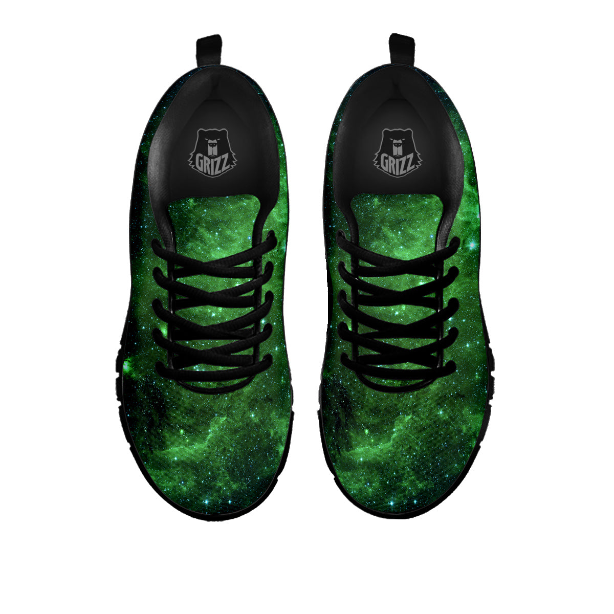 Galaxy Space Dark Green Print Black Sneaker-grizzshop