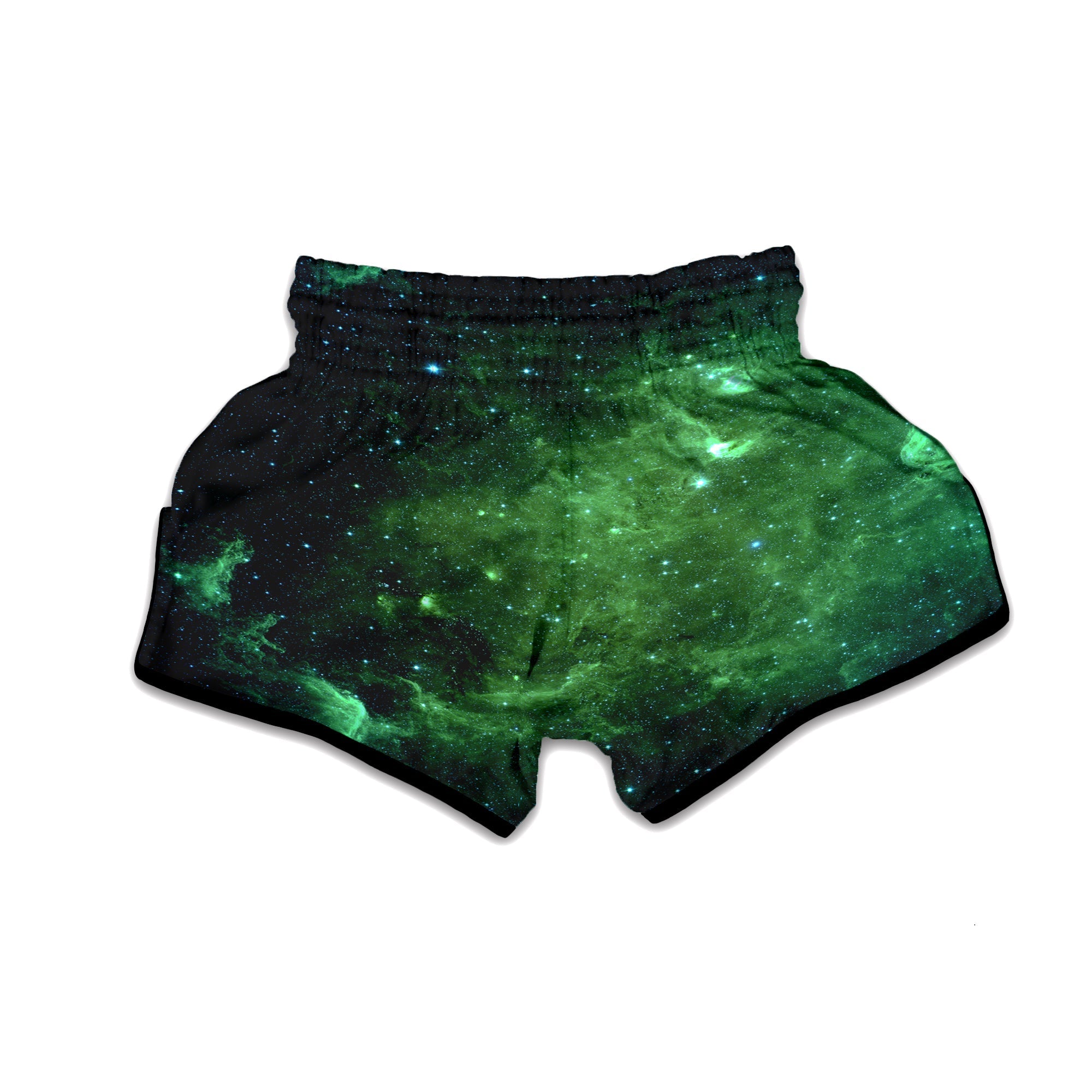 Galaxy Space Dark Green Print Muay Thai Boxing Shorts-grizzshop