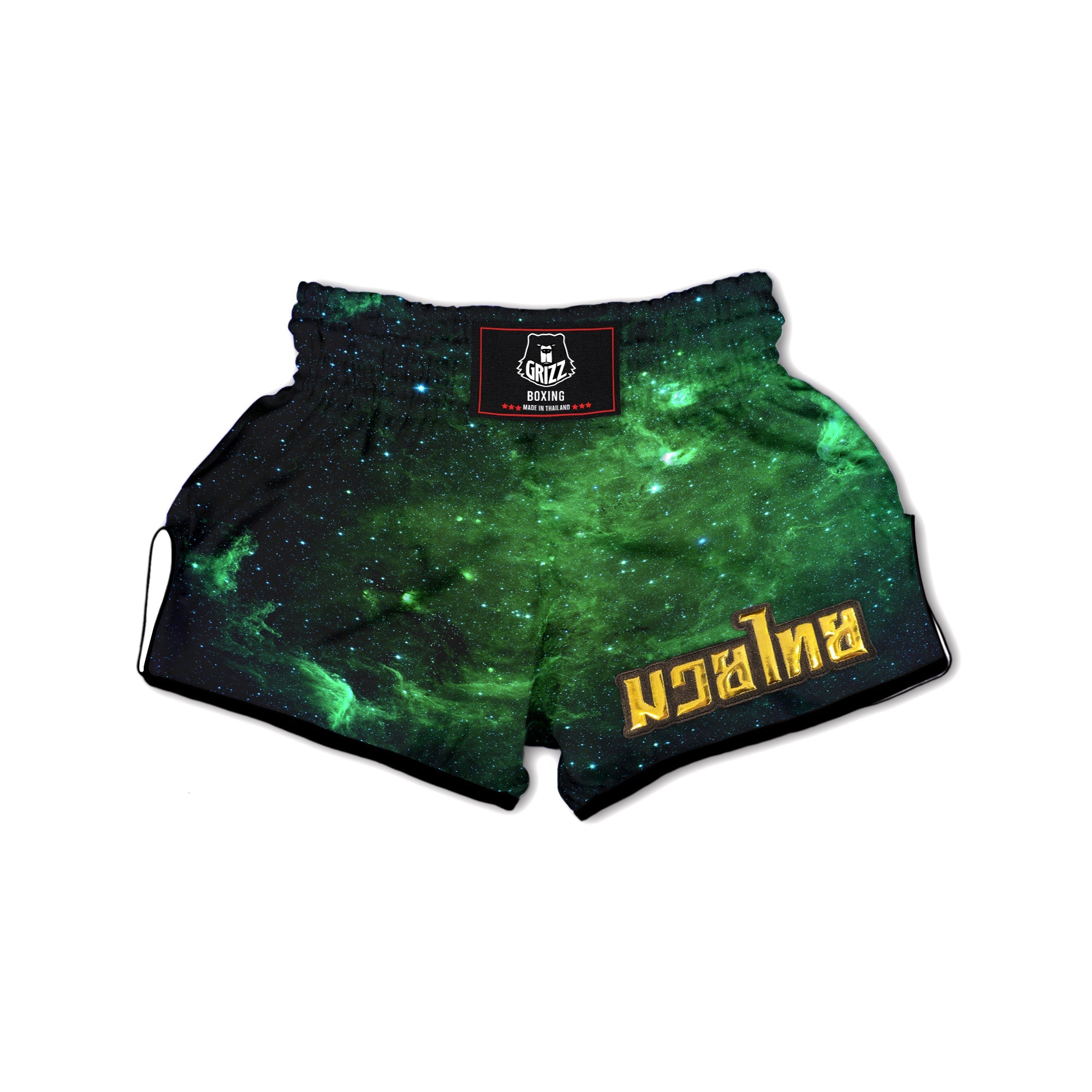 Galaxy Space Dark Green Print Muay Thai Boxing Shorts-grizzshop