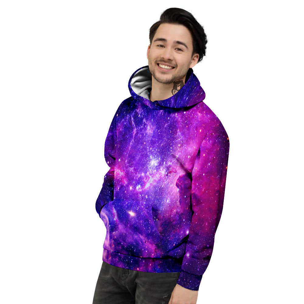 Galaxy Space Dark Purple Universe Print Men's Hoodie-grizzshop