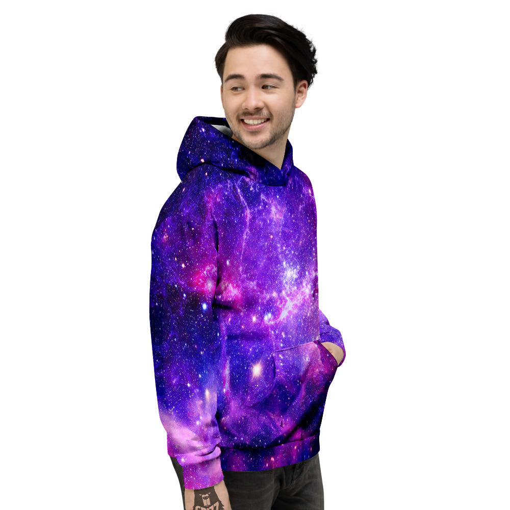 Galaxy Space Dark Purple Universe Print Men's Hoodie-grizzshop