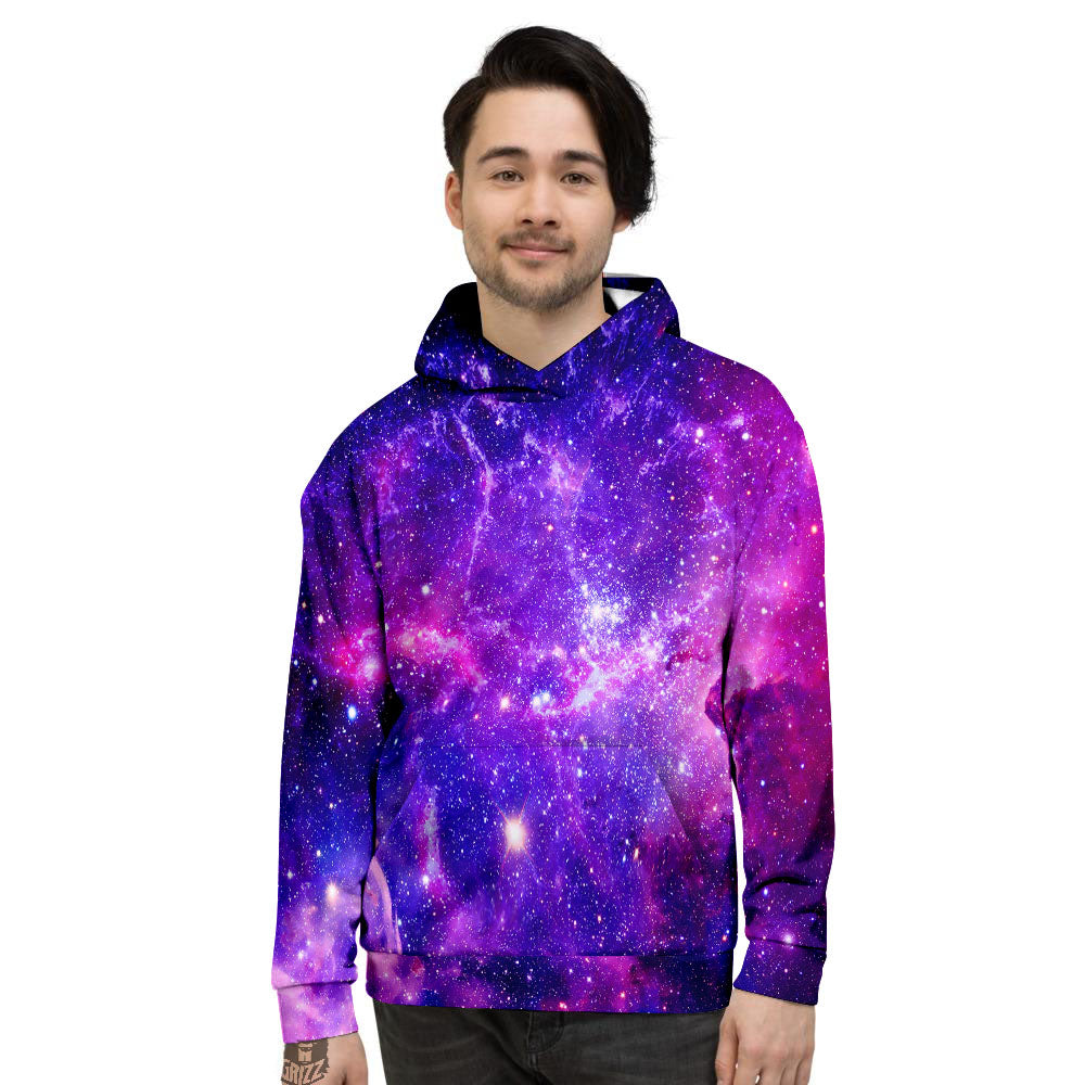 Galaxy Space Dark Purple Universe Print Men's Hoodie-grizzshop