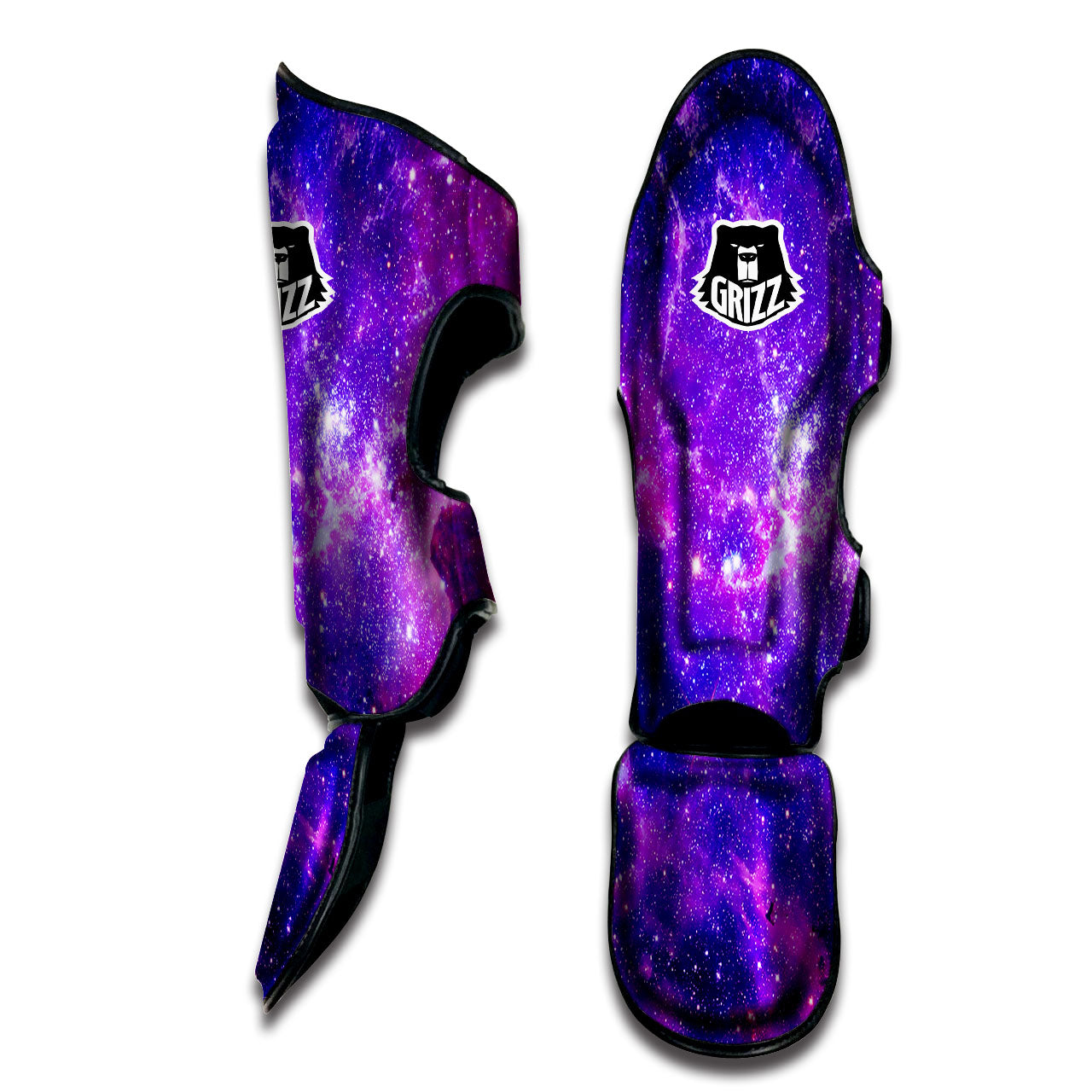Galaxy Space Dark Purple Universe Print Muay Thai Shin Guards-grizzshop