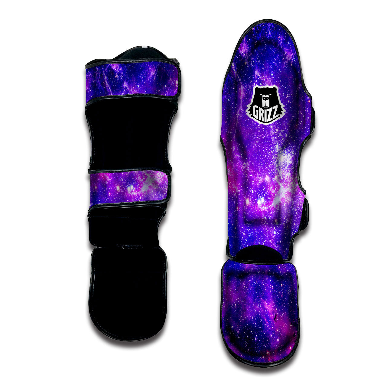 Galaxy Space Dark Purple Universe Print Muay Thai Shin Guards-grizzshop