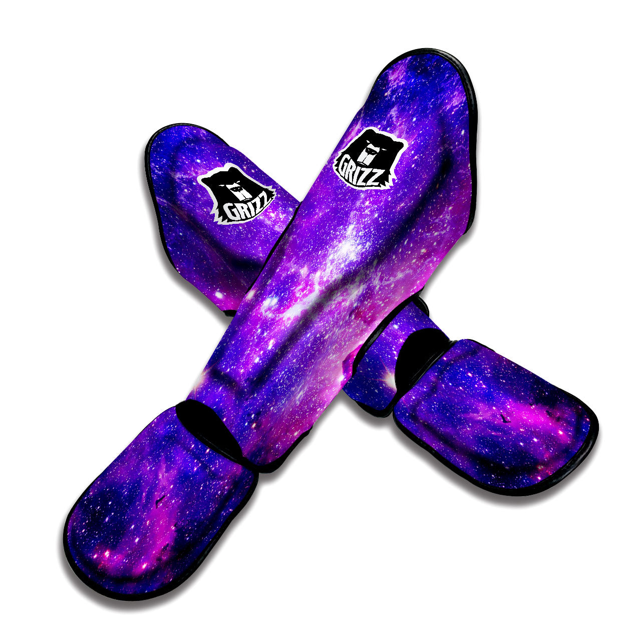 Galaxy Space Dark Purple Universe Print Muay Thai Shin Guards-grizzshop