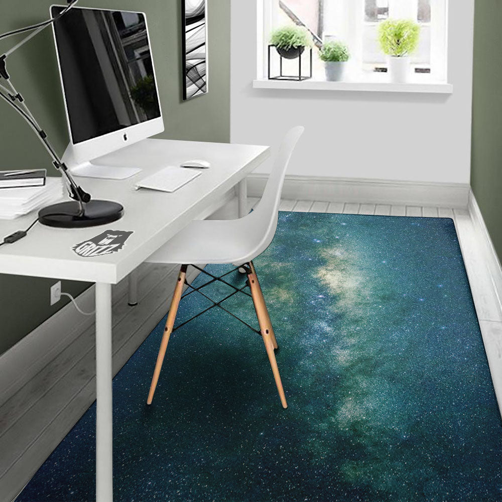 Galaxy Space Dark Teal Print Floor Mat-grizzshop