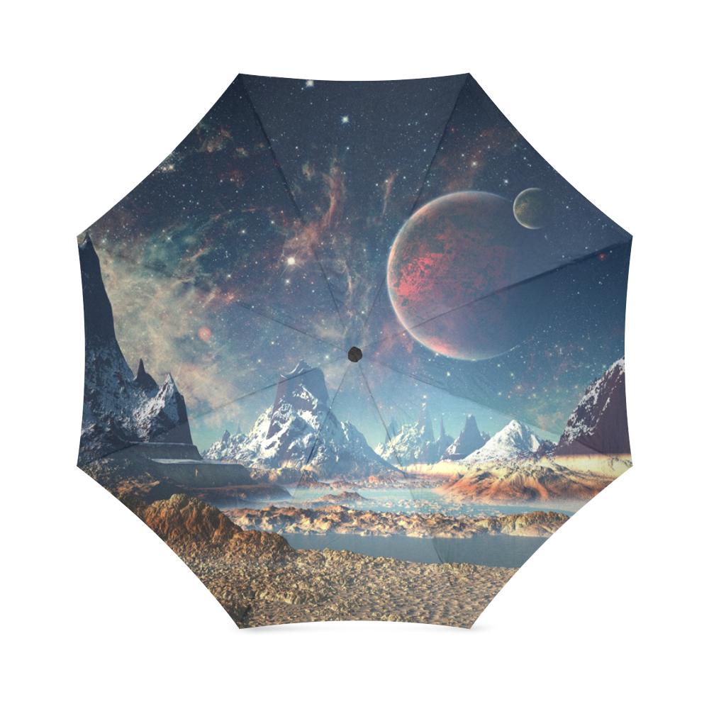 Galaxy Space Earth Print Foldable Umbrella-grizzshop