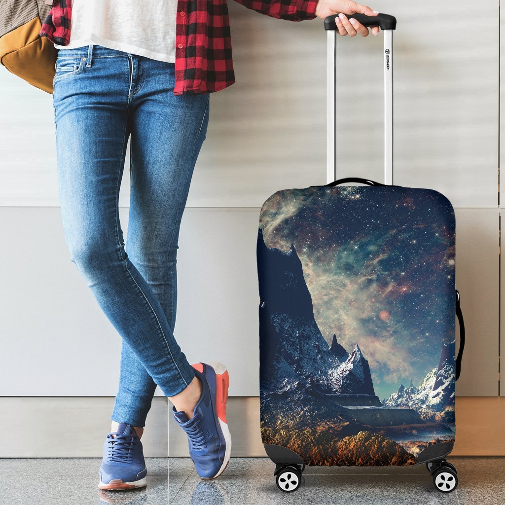 Galaxy Space Earth Print Luggage Cover Protector-grizzshop