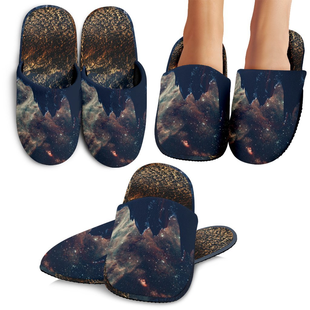 Galaxy Space Earth Print Premium Home Slippers-grizzshop