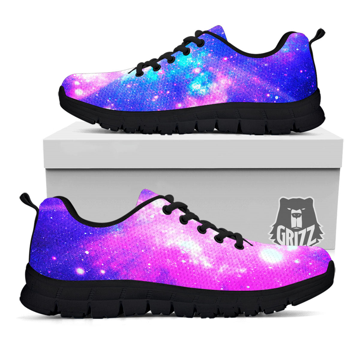 Galaxy Space Purple Bursting Print Black Sneaker-grizzshop