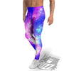 Galaxy Space Purple Bursting Print Men's Leggings-grizzshop