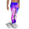 Galaxy Space Purple Bursting Print Men's Leggings-grizzshop