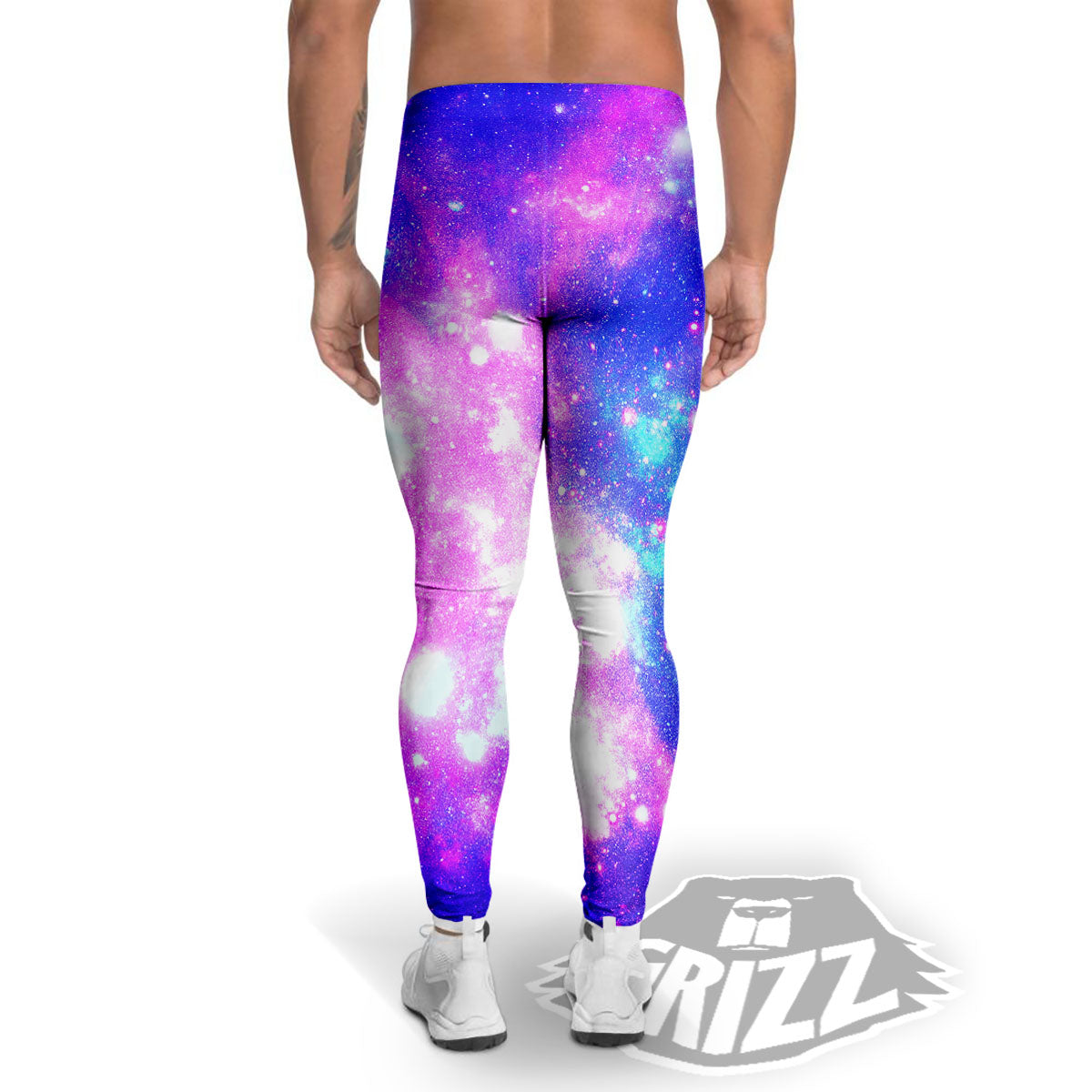 Galaxy Space Purple Bursting Print Men's Leggings-grizzshop