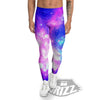 Galaxy Space Purple Bursting Print Men's Leggings-grizzshop