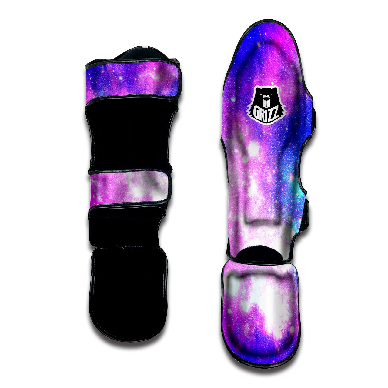 Galaxy Space Purple Bursting Print Muay Thai Shin Guards-grizzshop