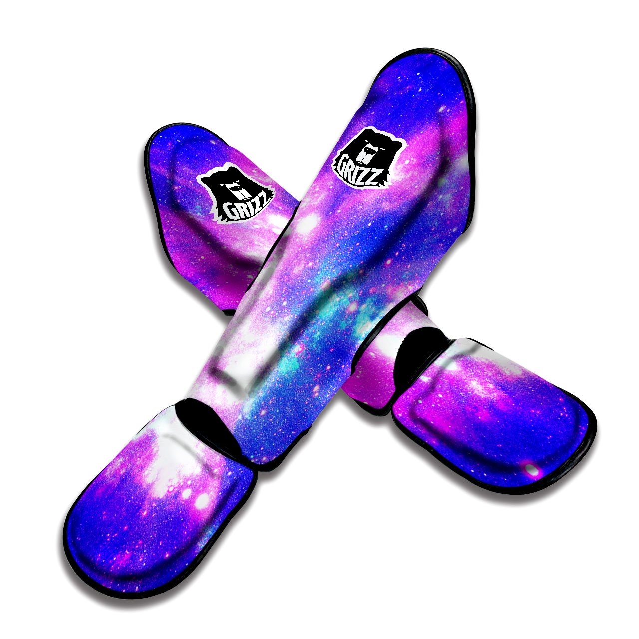 Galaxy Space Purple Bursting Print Muay Thai Shin Guards-grizzshop