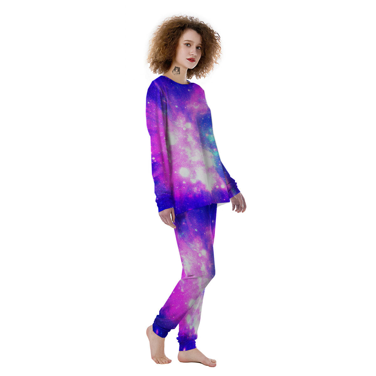 Galaxy Space Purple Bursting Print Women's Pajamas-grizzshop