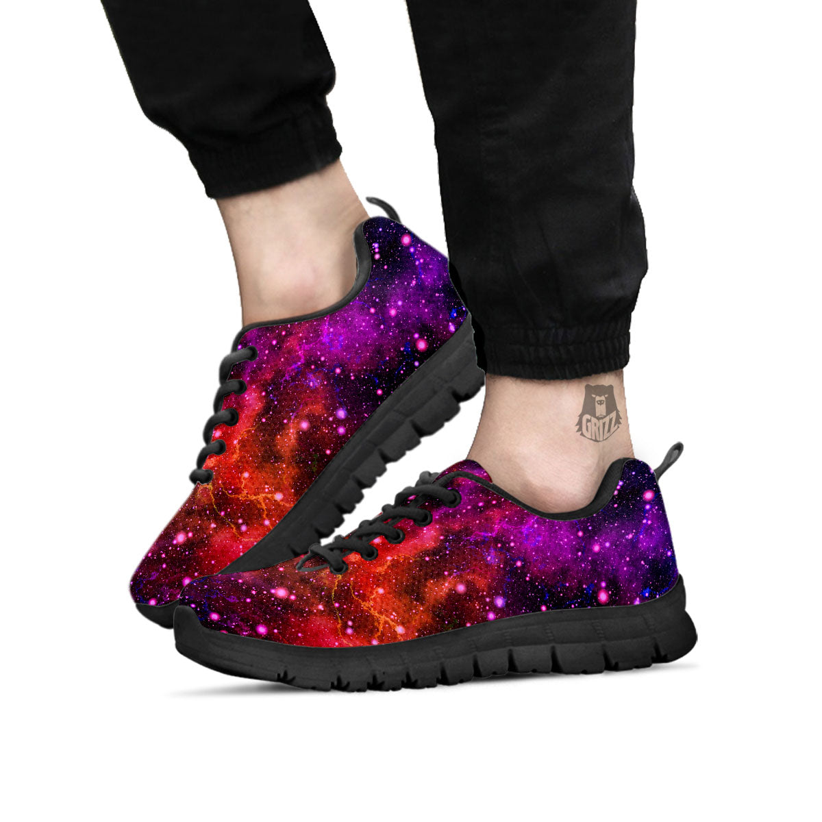 Galaxy Space Purple Dark Print Black Sneaker-grizzshop