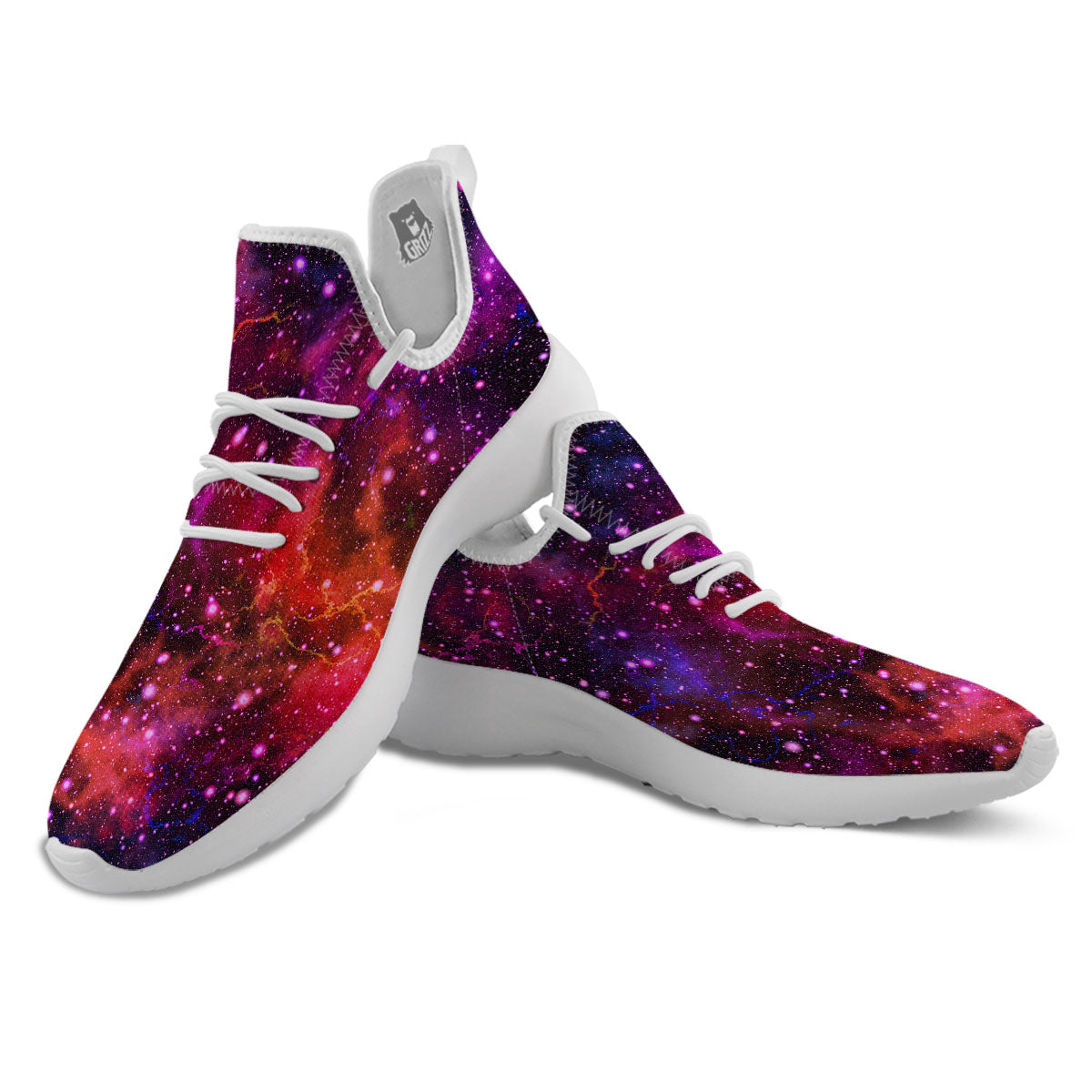 Galaxy Space Purple Dark Print White Athletic Shoes-grizzshop