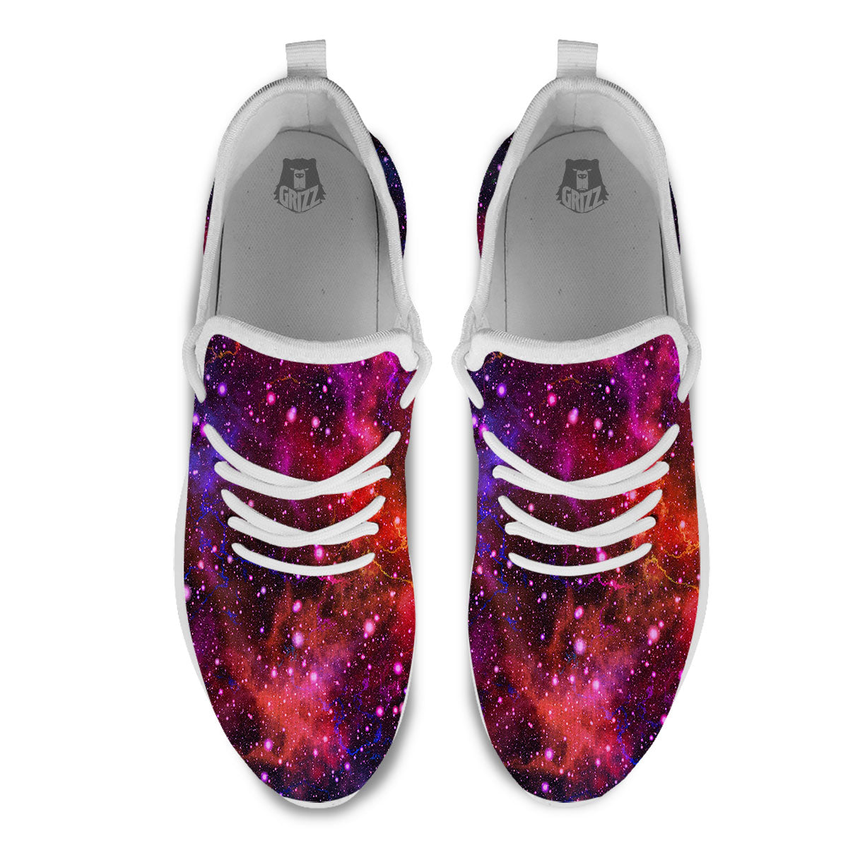 Galaxy Space Purple Dark Print White Athletic Shoes-grizzshop