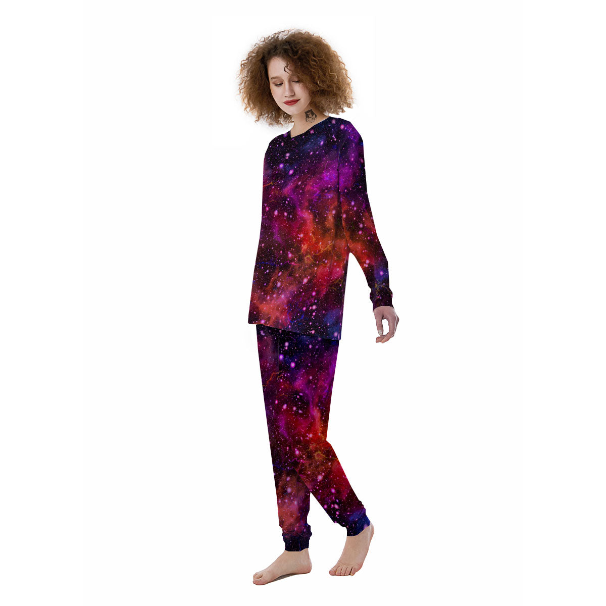 Galaxy Space Purple Dark Print Women's Pajamas-grizzshop