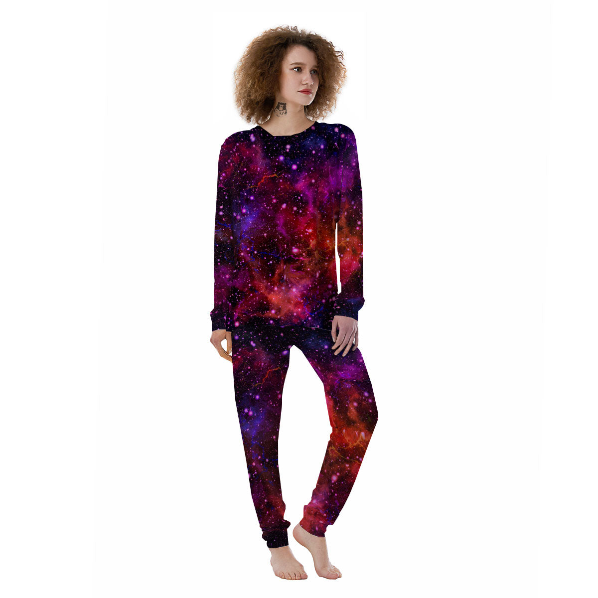 Galaxy Space Purple Dark Print Women's Pajamas-grizzshop